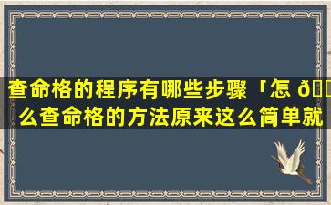 查命格的程序有哪些步骤「怎 🐠 么查命格的方法原来这么简单就看出来了」